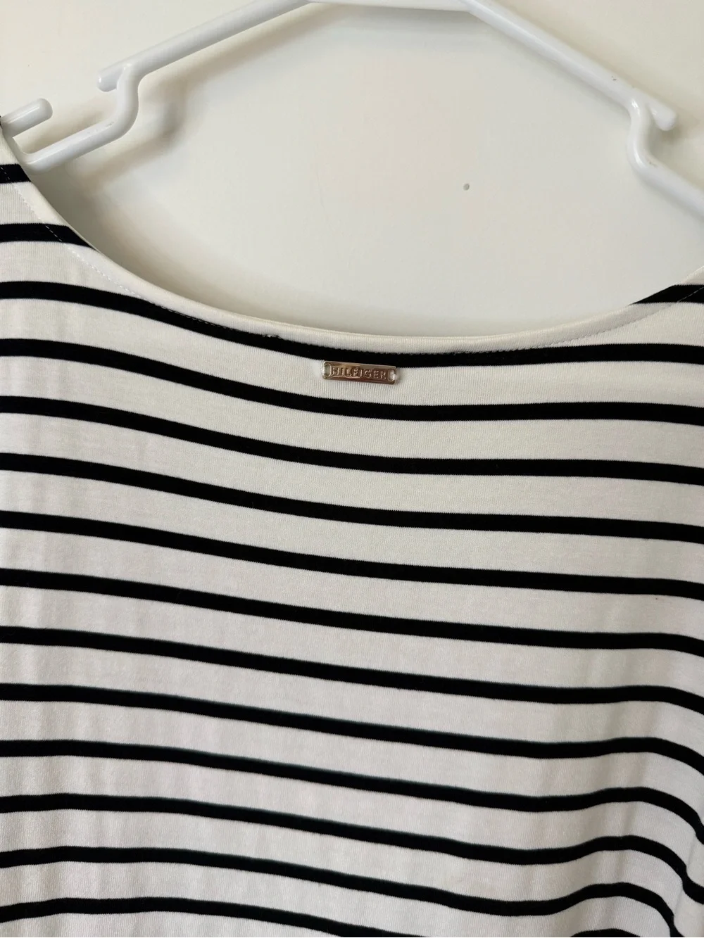 Tommy Hilfiger Black & White Striped Lace-Trim Mini Dress